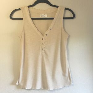 Tan beige cream lace edge tank fairy fairycore layer look witchy oversized XS